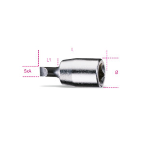 Vaso de 1/4" con punta plana, cromado