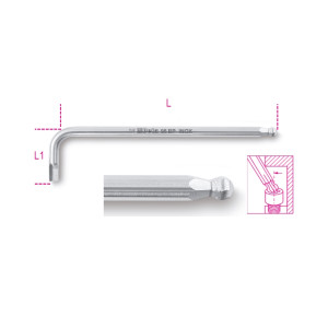 Llave Allen acodada con cabeza esférica, de acero inoxidable