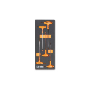 Termoformado de espuma con llaves macho acodadas para tornillos Torx®, con mango