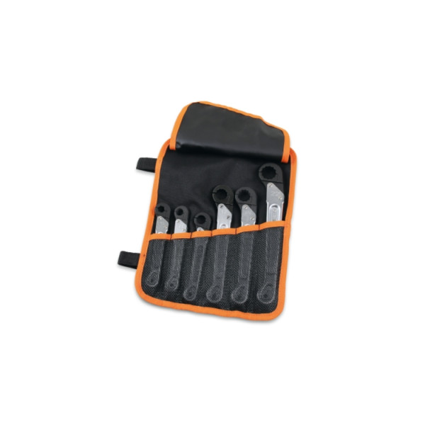 Juego de 6 llaves poligonales de trinquete en estuche porta herramientas enrollable en poliester resistente 120 B6N Beta Tools