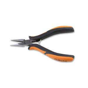 Pince de précision à becs demi-ronds courts lisses branches gainées confort bi-matières
