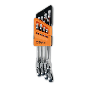 Jeu de 8 clés mixtes à cliquet articulées avec support compact
