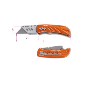 Couteau à cran d'arrêt avec lame trapézoïdale en acier inoxydable, poignée en aluminium fournie avec 5 lames de rechange
