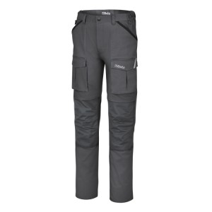 Pantalon de travail gris, multipoches, 97% coton, 3% tissu stretch