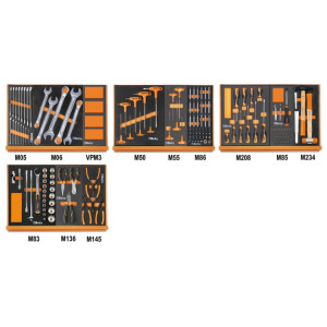 Composition de 170 outils pour la réparation automobile en plateaux mousse compacte