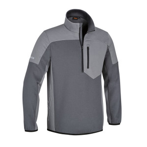 Sweatshirt anthracite/gris clair avec fermeture zippée courte, 80% coton, 20% polyester, 280 g/m2