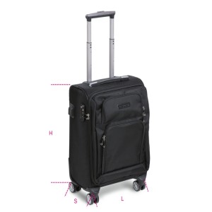 Keményfalú gurulós bőrönd 4 dupla kerékkel, TSA zár, USB csatlakozó + 3,5 mm jack