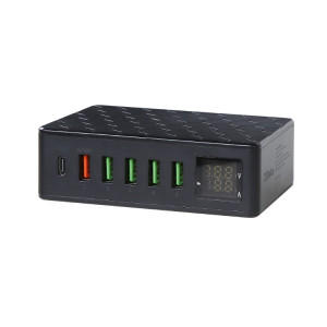 Multiport töltőállomás, 6 USB aljzattal több eszköz egyidejű töltésére.