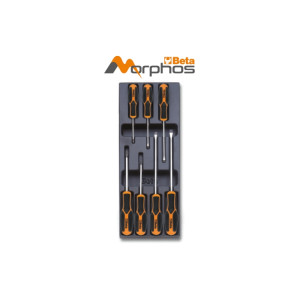ABS hőformált tálca Morphos csavarhúzókkal hasítottfejű és Phillips® csavarokhoz