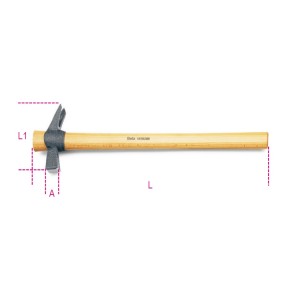 Klauw hamers met vierkant slagvlak,  magneten en spijkerhouder  houten steel