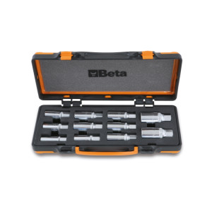 11-delig set tapeinduithalers met rol  en 1/2" insteekvierkant in metalen kist met zacht foam inleg