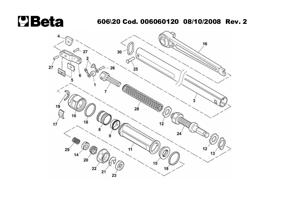 605E - Chiavi dinamometriche a scatto con cricchetto reversibile per  serraggi destrorsi e sinistrorsi precisione di serraggio ± 6% BETA UTENSILI