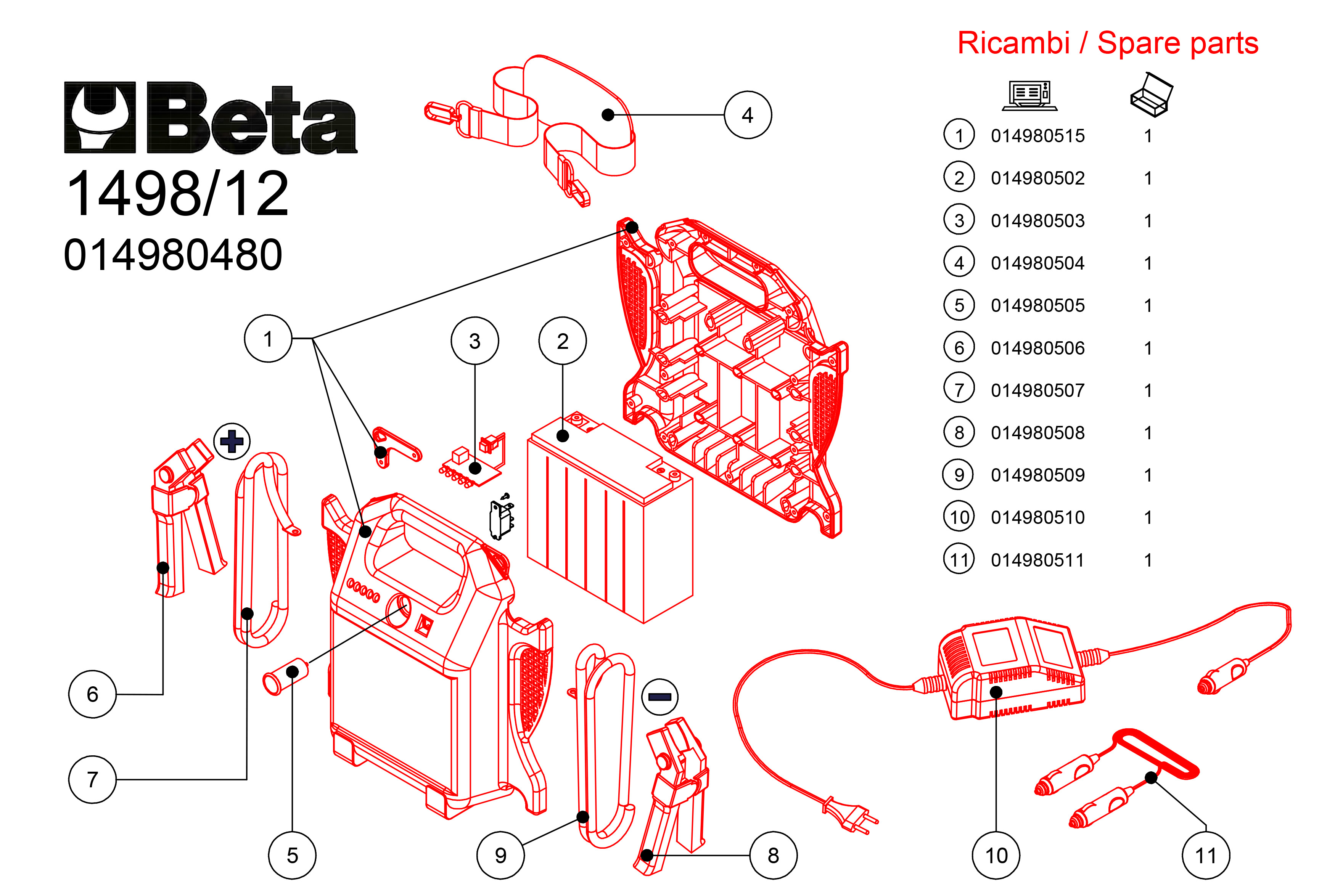 Portable car starter, 12V 1498/12 – Beta Tools