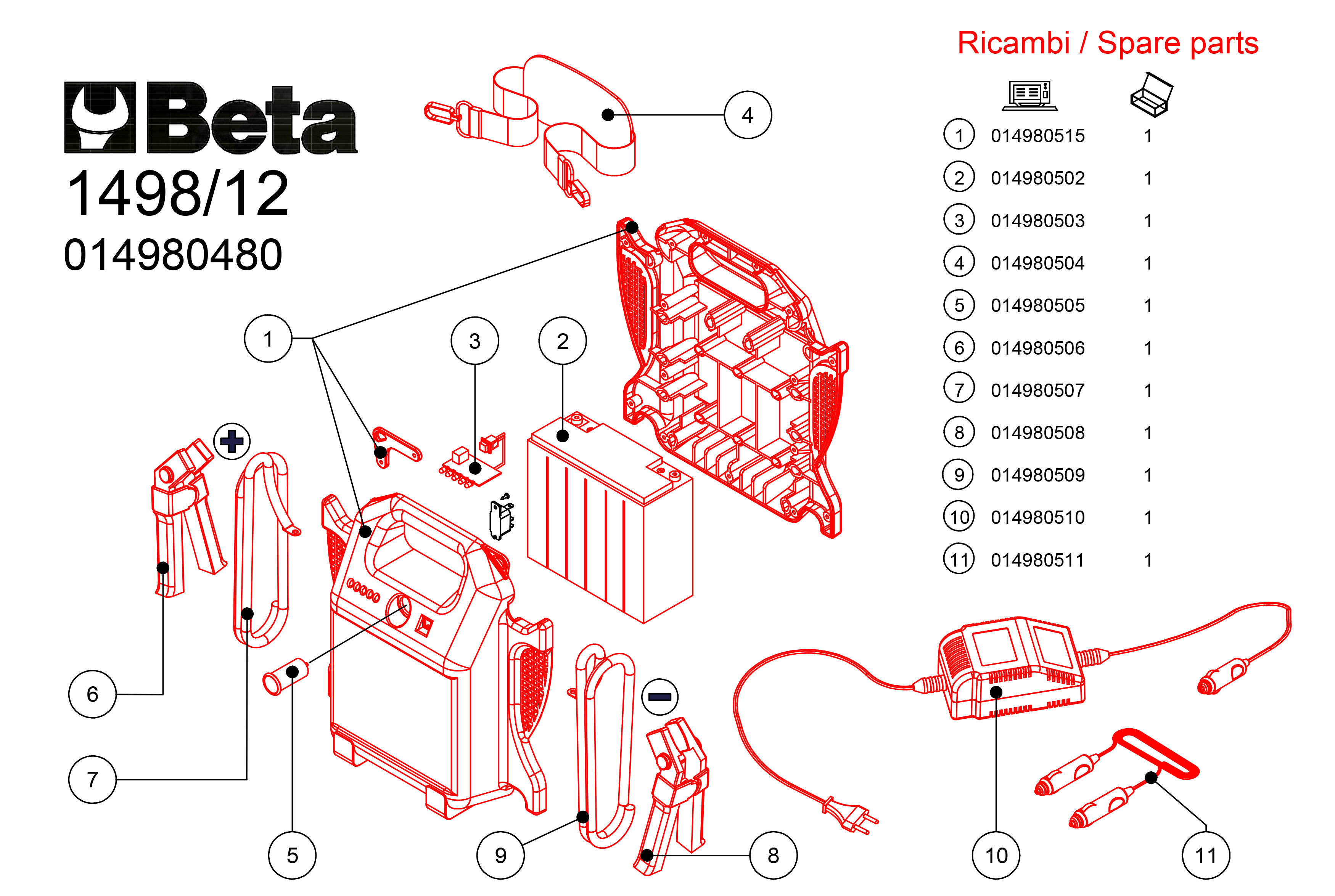 Beta 014980480 1498/12-Start booster 12V