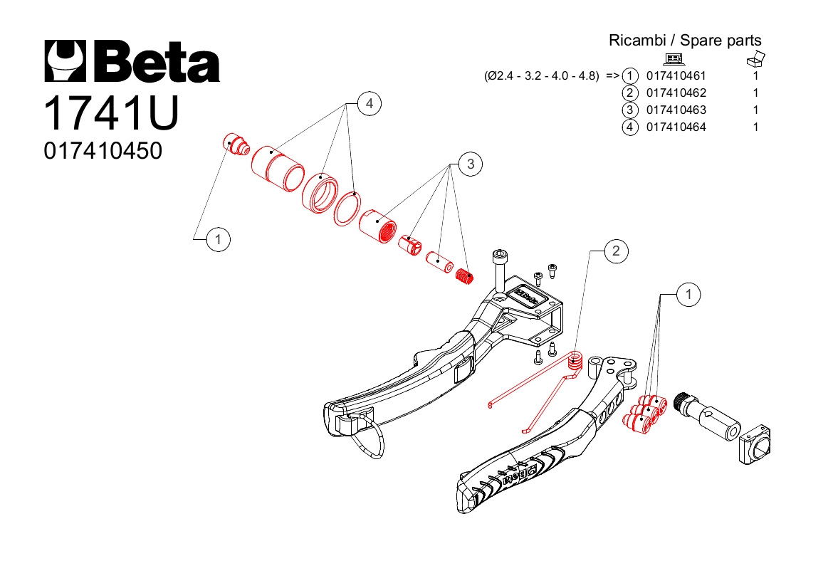 Pince à riveter automatique Beta 1741U avec réglage de l'effort 3 griffes