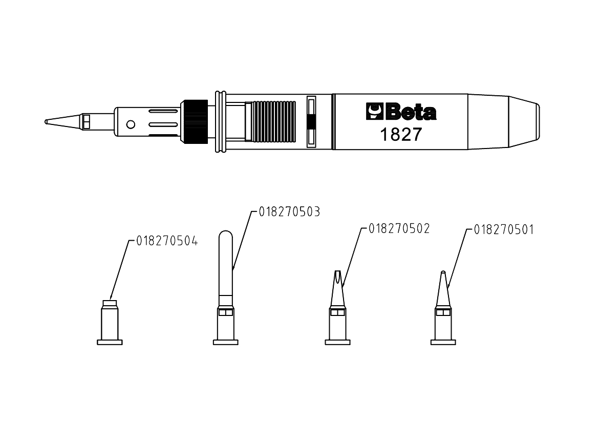 BETA 018270100 - 1827/K Fer à souder au gaz avec 7 accessoires en