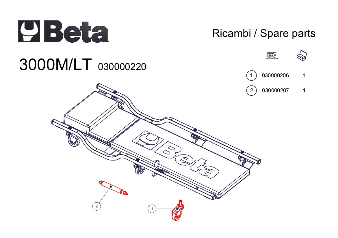 Lettino sottomacchina Beta 3000M//LT