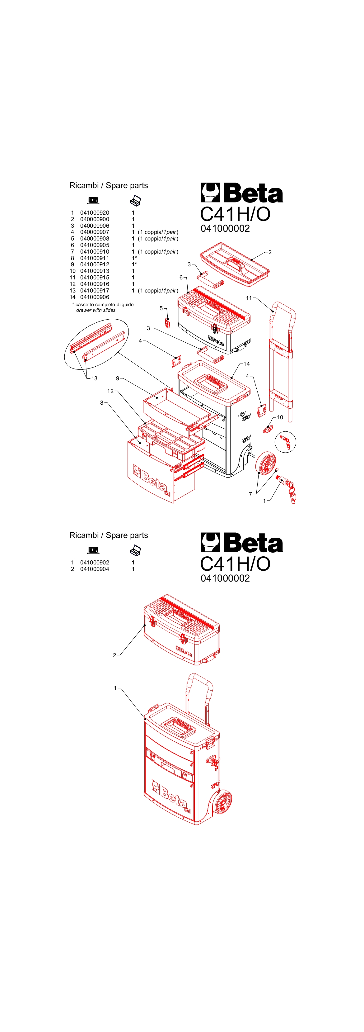 Chariot porte-outils deux modules superposables BETA C41H