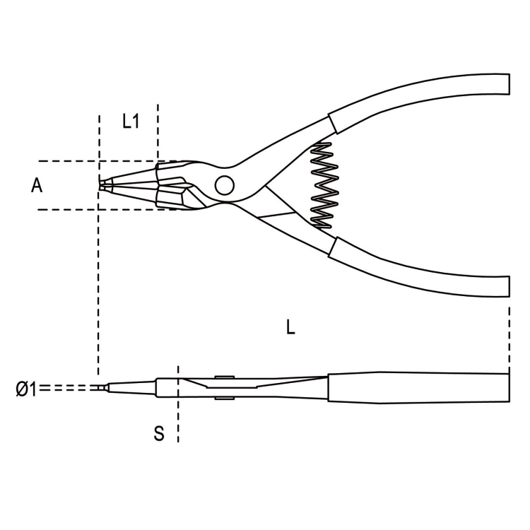 Pince pour circlips extérieurs à becs droits 1036 – Beta Tools