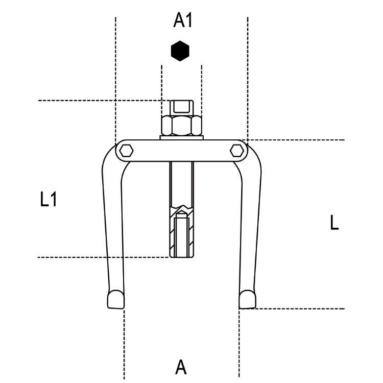 Extracteur externe interne 2 griffes Beta 1500/1 dimensions de 25