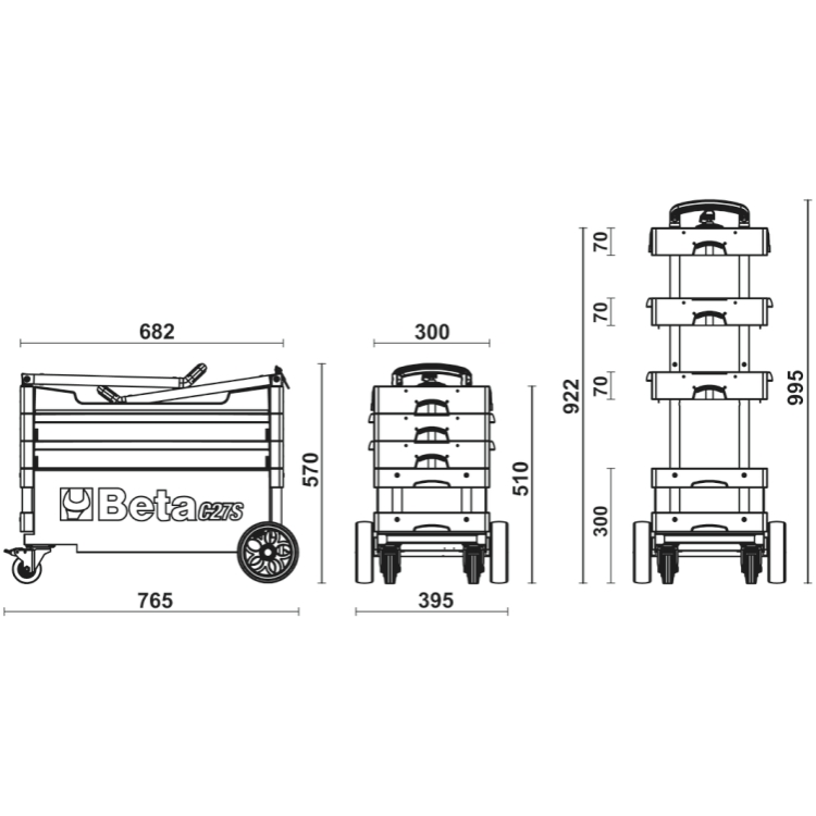 BETA Chariot porte outils pliable pour l exterieur - C27S