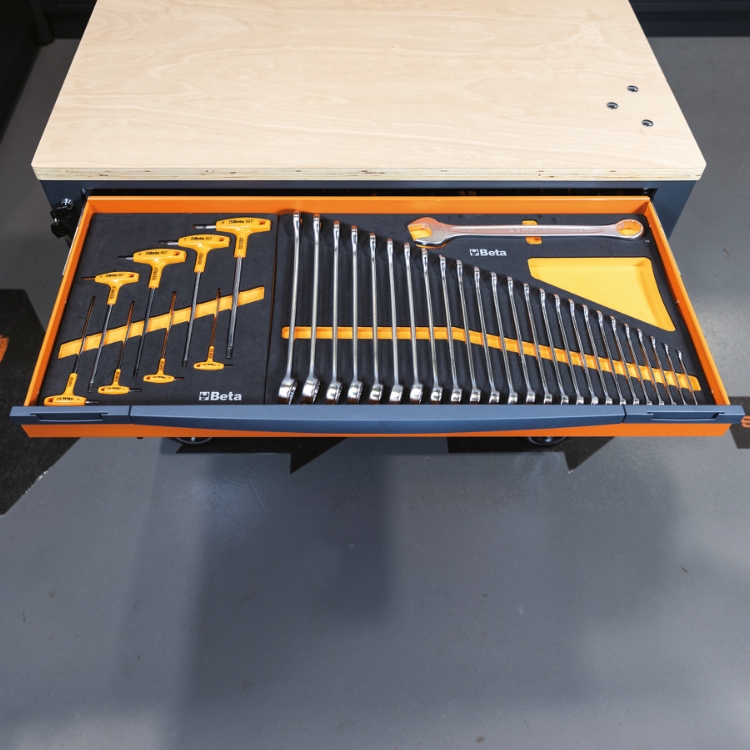 Chariot long Beta RSC24AXL 8-O 8 tiroirs orange avec système anti-bascule