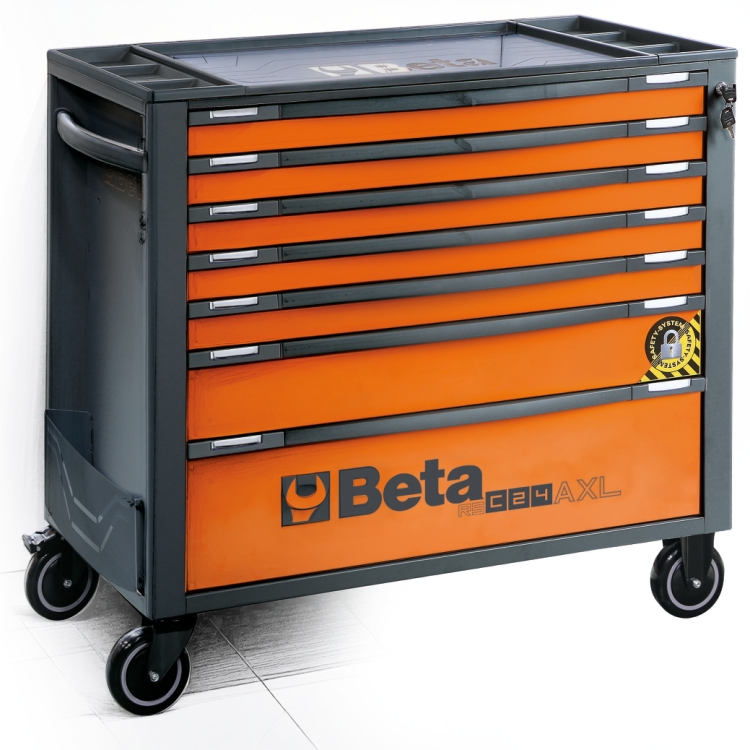 Chariot Long Beta Tools RSC24AXL - 8 Tiroirs, 8-O, Orange - Neuf Avec Système Anti-bascule